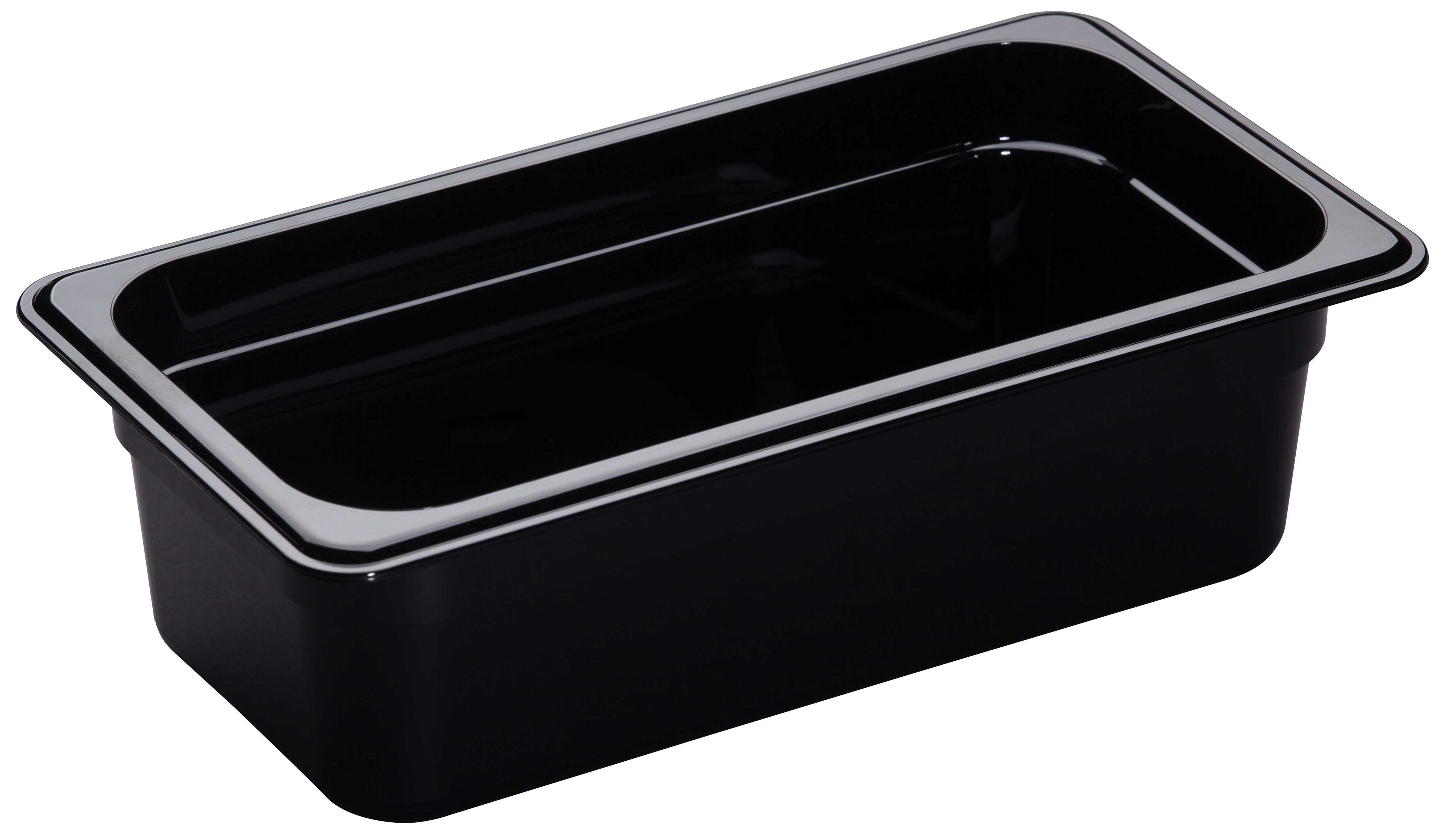 H Pan One Third Size Food Storage Pan, Black, 6 15/16 x 12 3/4 inch -- 6 per case