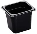 H Pan One Sixth Size Food Storage Pan, Black, 6 3/8 x 6 15/16 x 6 inch -- 6 per case
