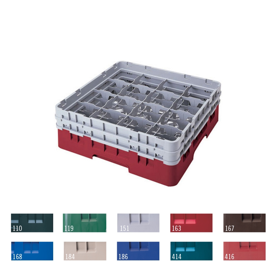 Cambro Camrack Soft Gray Full Size 16 Compartment Glass Rack, 19 3/4 x 19 3/4 x 8 7/8 inch -- 3 per case.