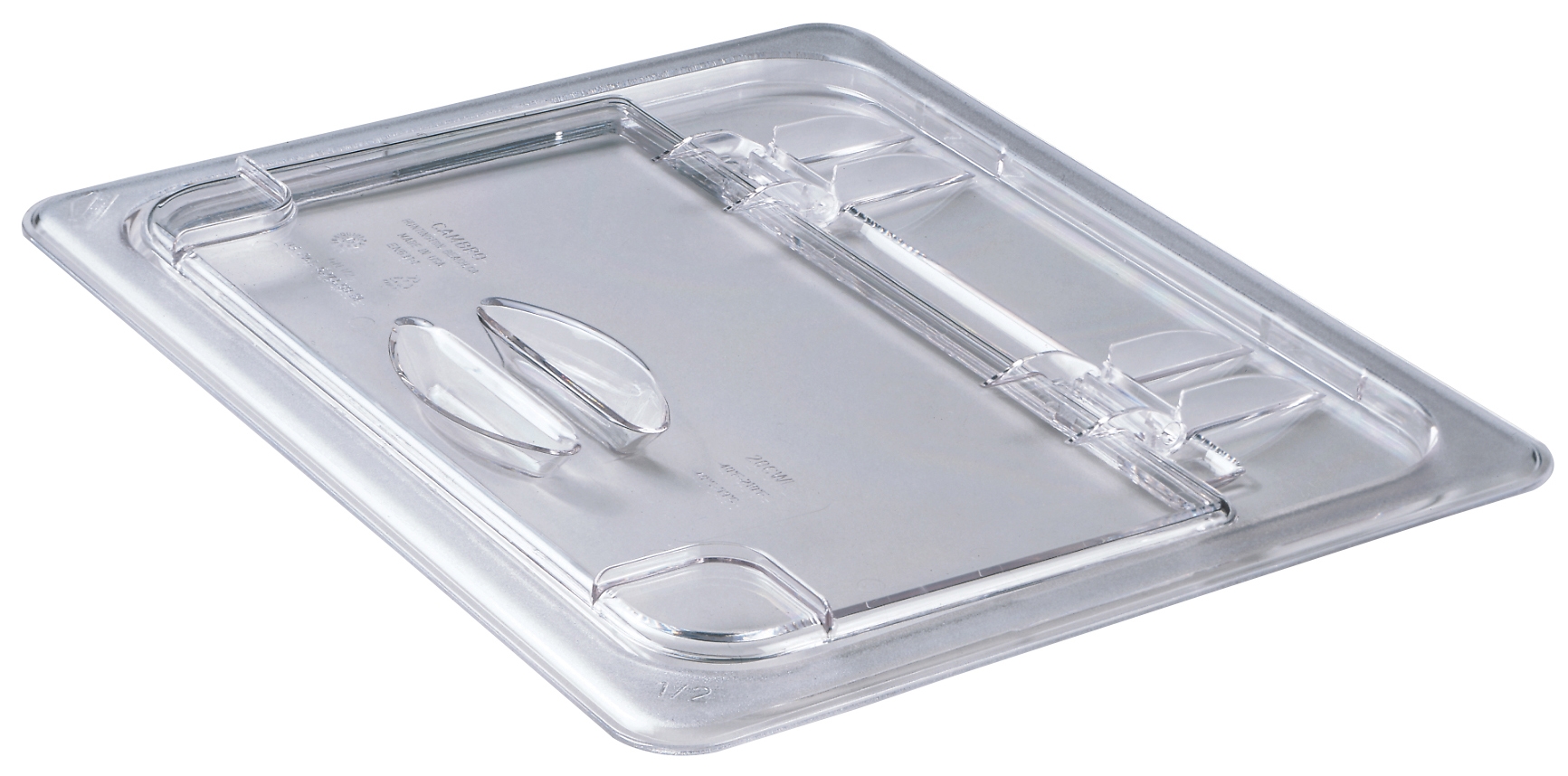 Cambro Camwear Clear Polycarbonate Half Size Solid FlipLid Only, 10 7/16 x 12 3/4 inch -- 6 per case.