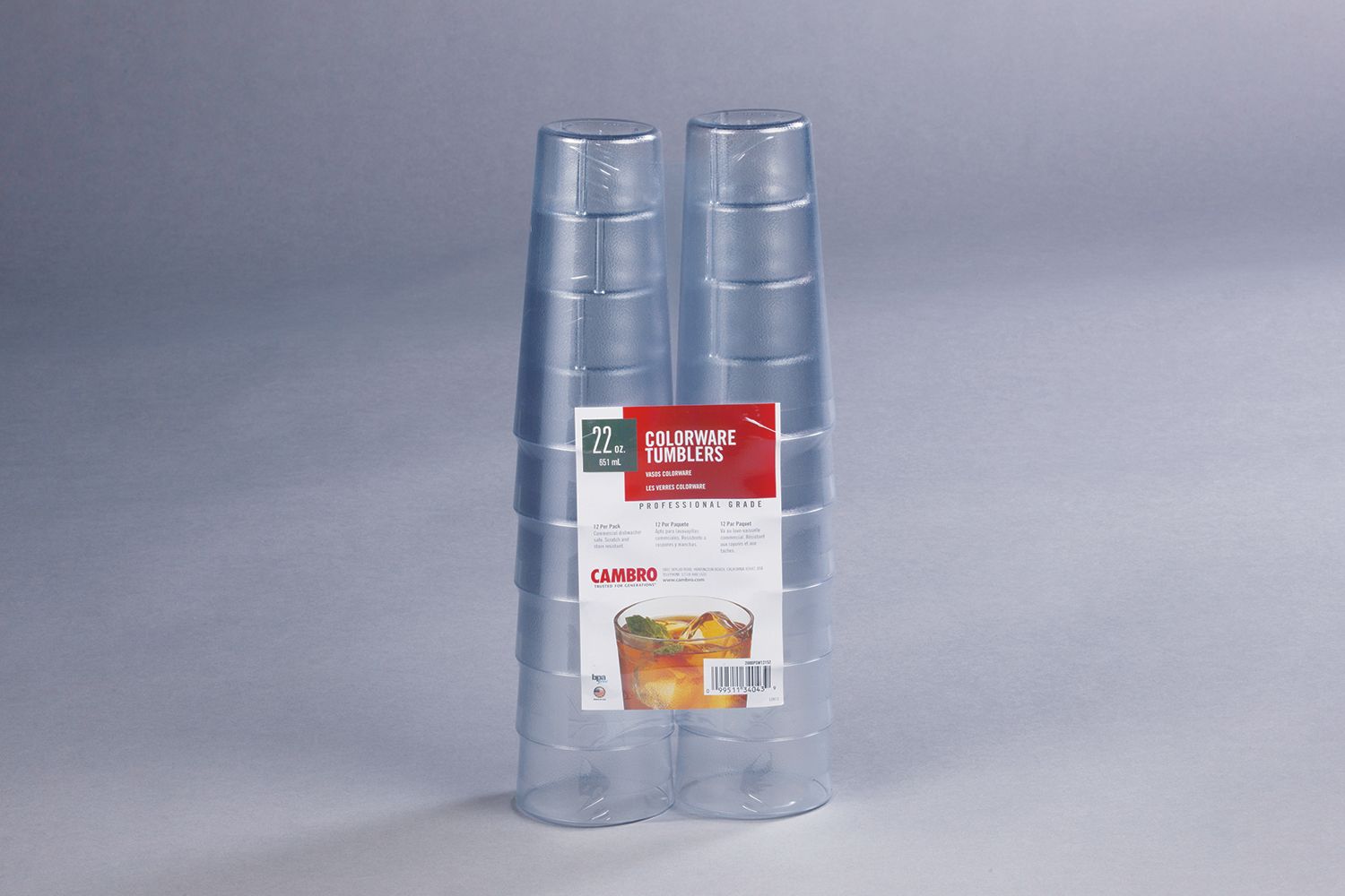 Cambro Colorware Clear San Plastic 20 Ounce Tumbler, 6 Count -- 6 Per Case