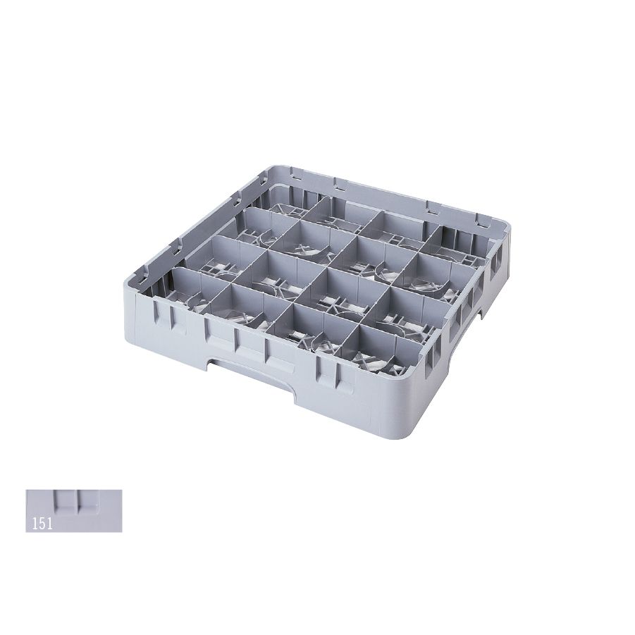 Cambro Camrack Soft Gray Plastic Full Size 16 Compartment Cup Rack For 4 3/8 X 5 7/8 Inch Cup, 19 3/4 X 19 3/4 X 7 1/4 Inch -- 4 Per Case