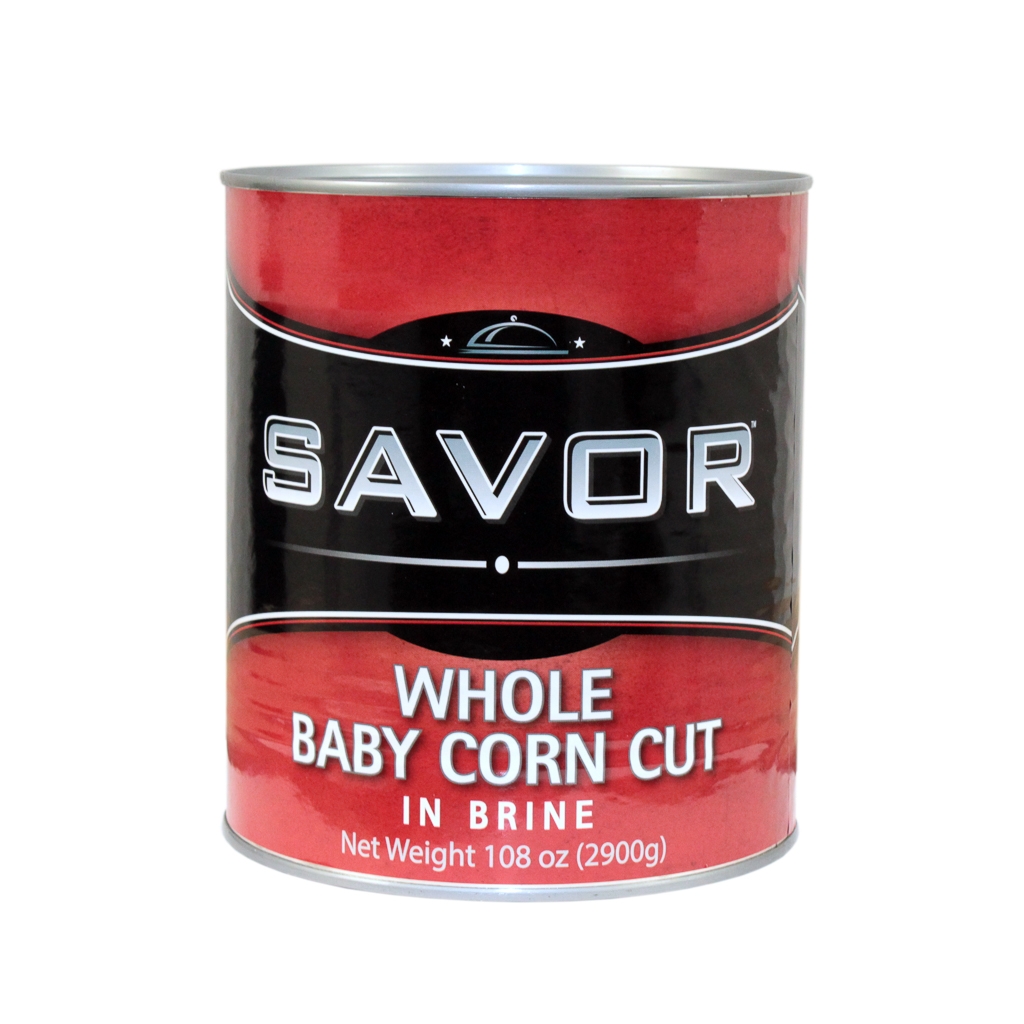 Savor Imports Cut Baby Corn, 109 ounce -- 6 per case.