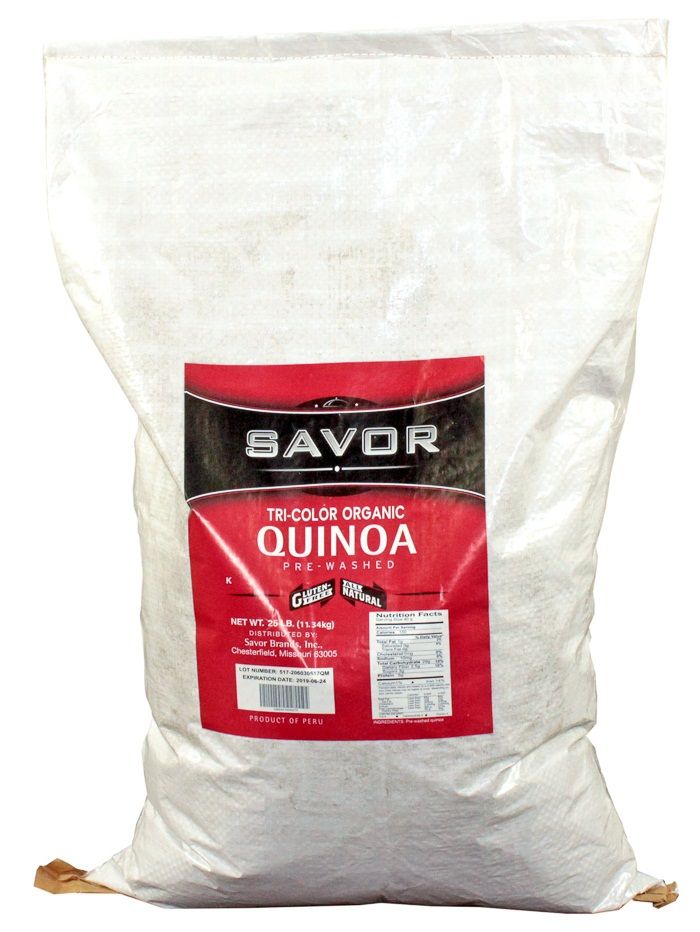 Savor Imports Organic Tri Color Quinoa, 25 Pound