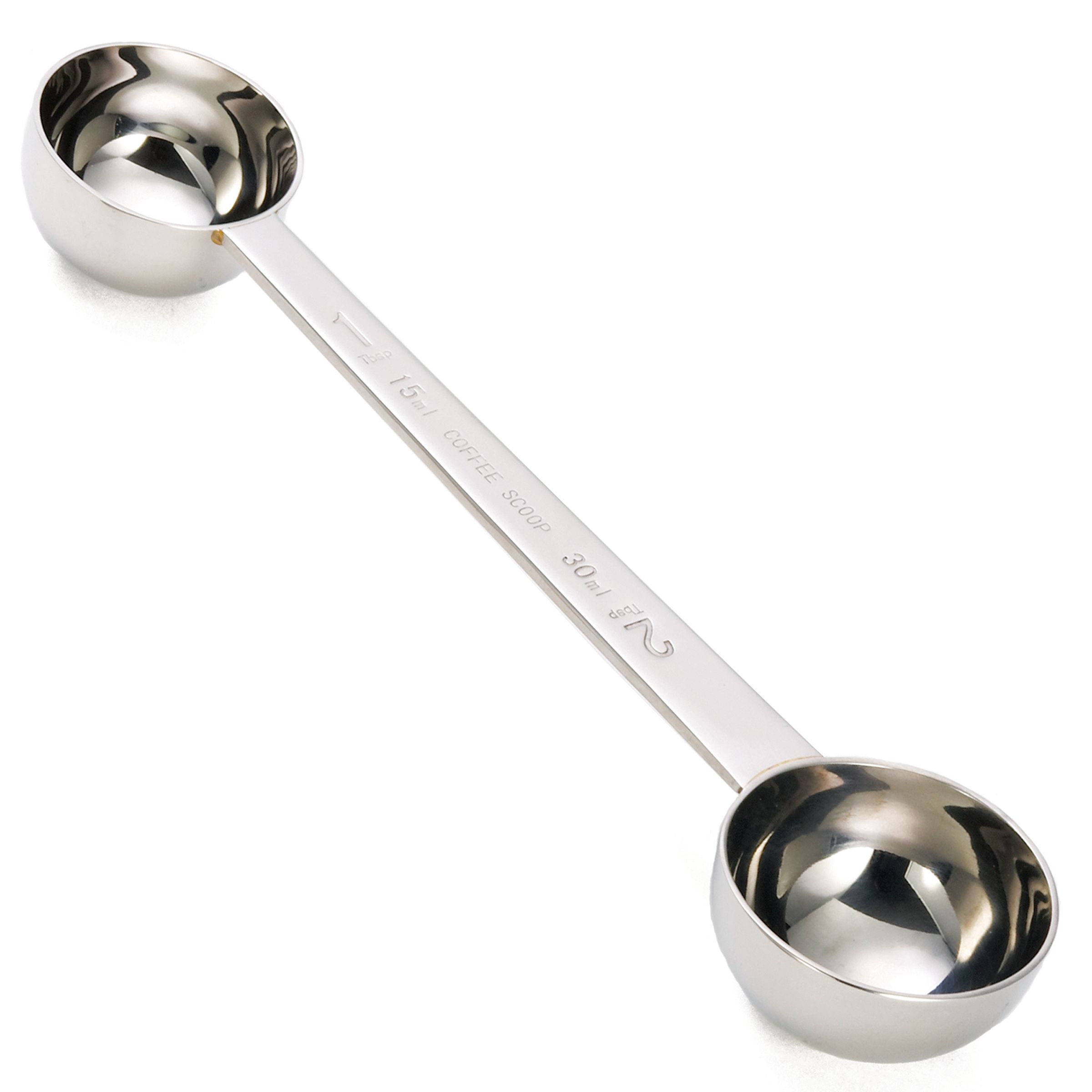Tablecraft 18/8 Stainless Steel Mirror Finish Double Coffee Scoop, 1 And 2 Tablespoon