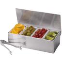 Tablecraft 4 Compartment Bar Condiment Holder with Tong, 12 x 6 x 3.5 inch -- 4 per case