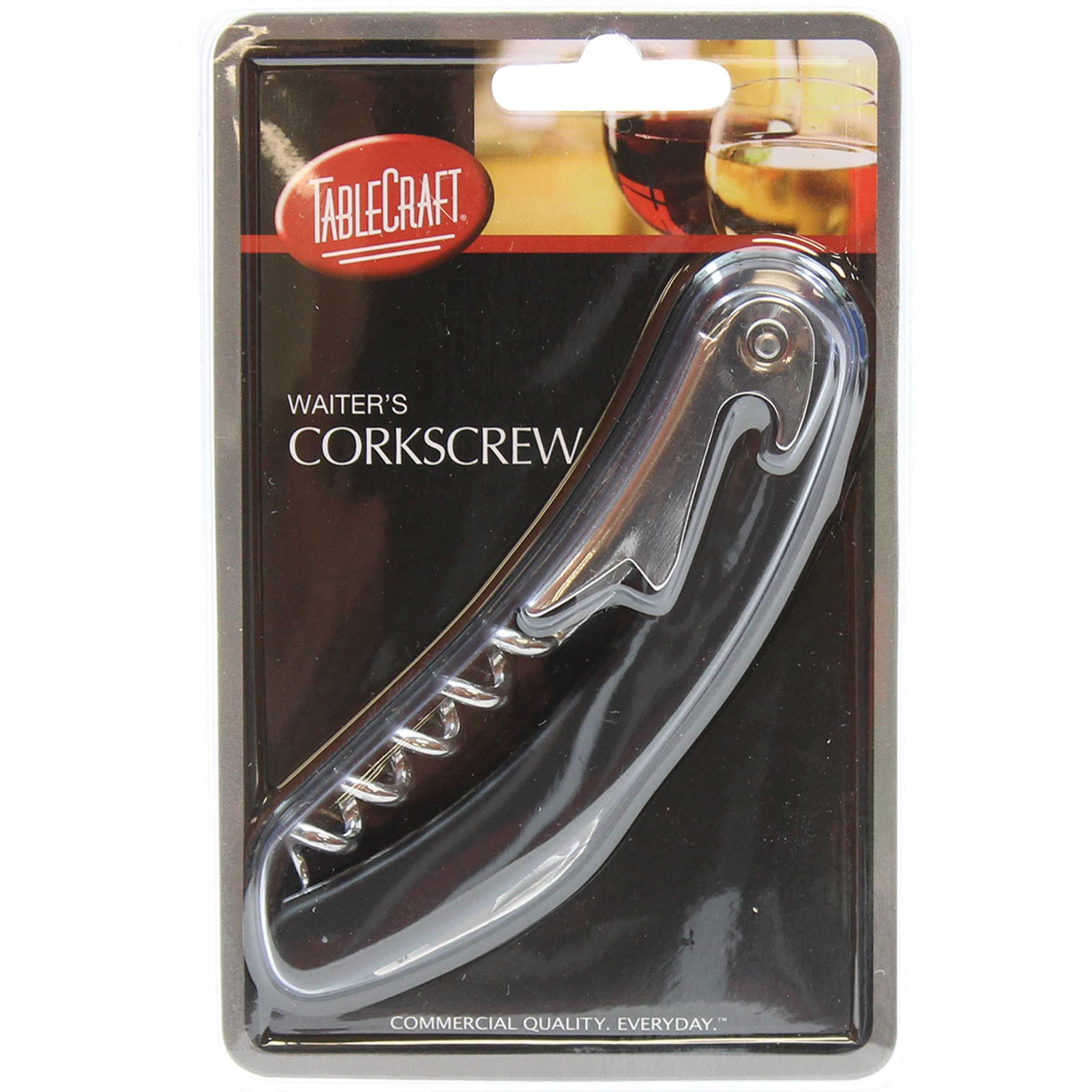 Tablecraft Black Rubber Carded Waiters Corkscrew With Soft Grip, 4 X 0.5 X 1.25 Inch -- 6 Per Case