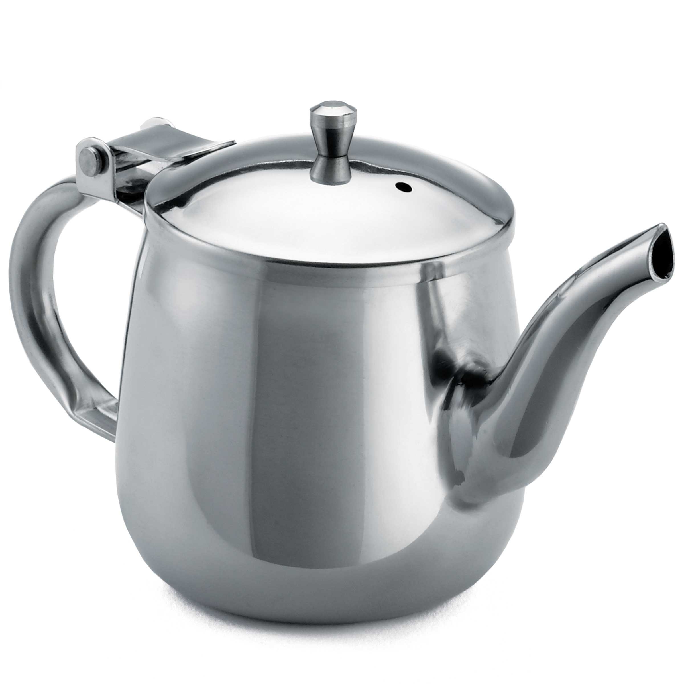 Tablecraft 200 Series Stainless Steel Mirror Finish Gooseneck Teapot, 10 Ounce Capacity -- 12 per case