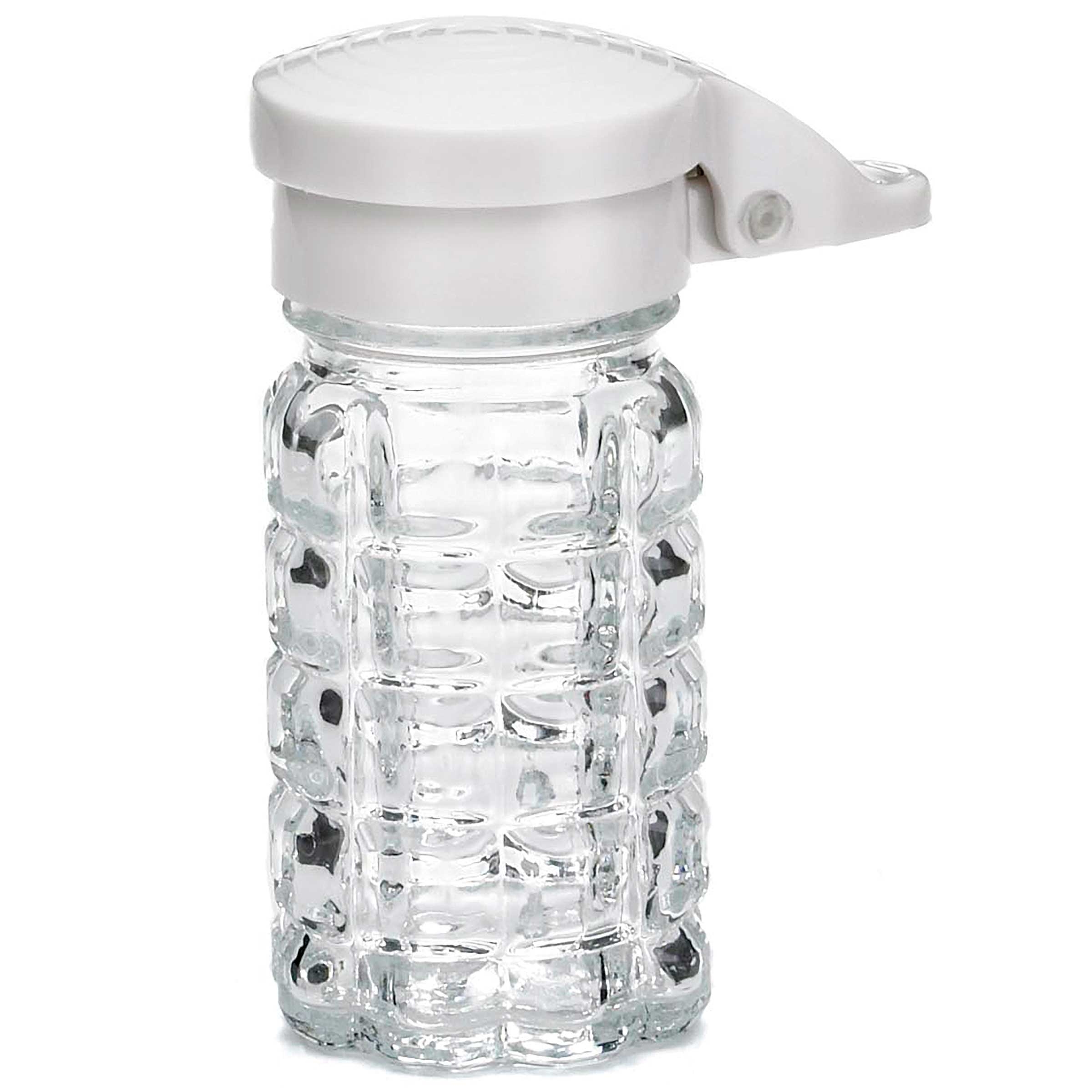 Tablecraft Nostalgia Collection White MP ABS Top Glass Salt and Pepper Shaker, 1.5 Ounce Capacity -- 24 per case