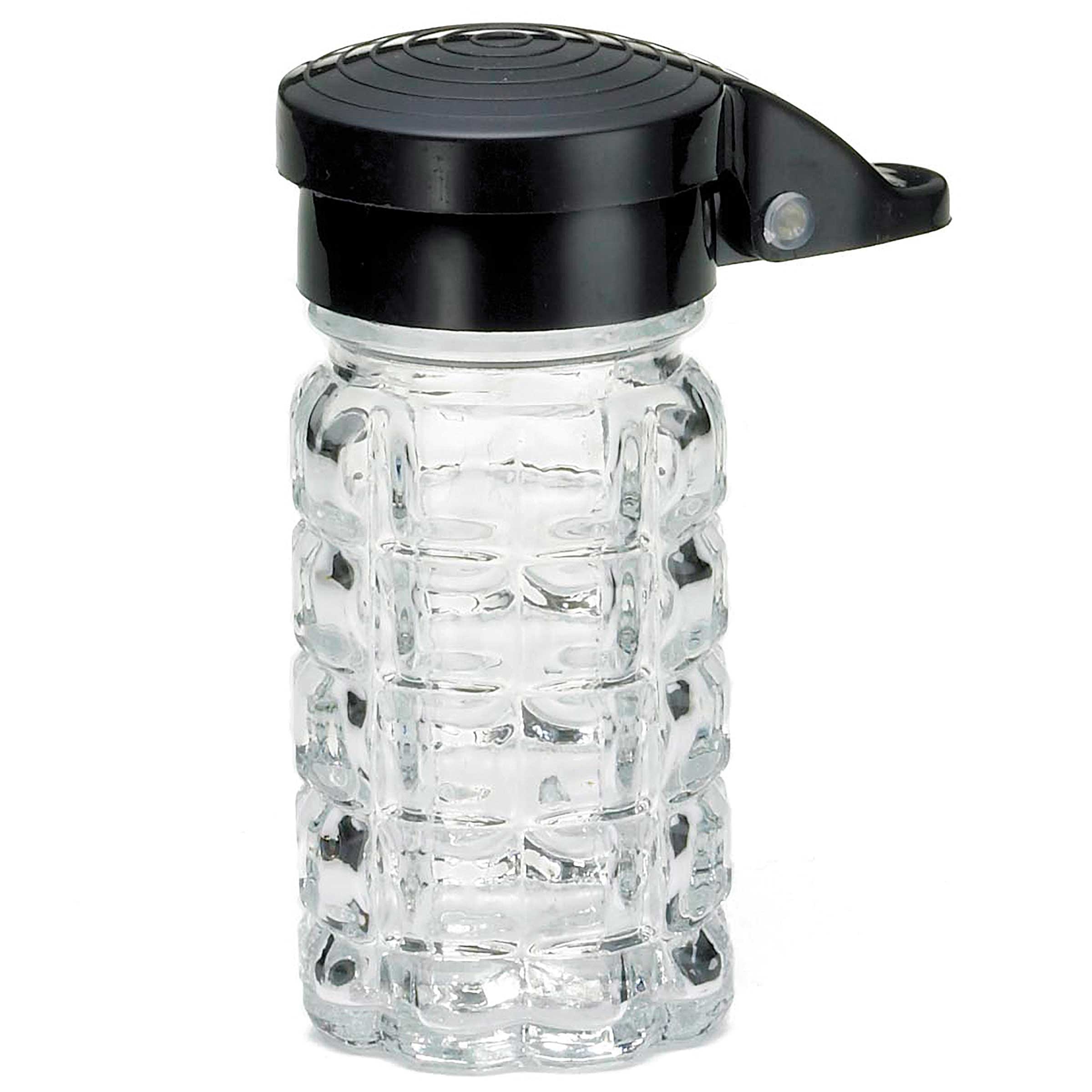 Tablecraft Nostalgia Collection Black ABS Top Glass Salt and Pepper Shaker, 1.5 Ounce Capacity -- 24 per case