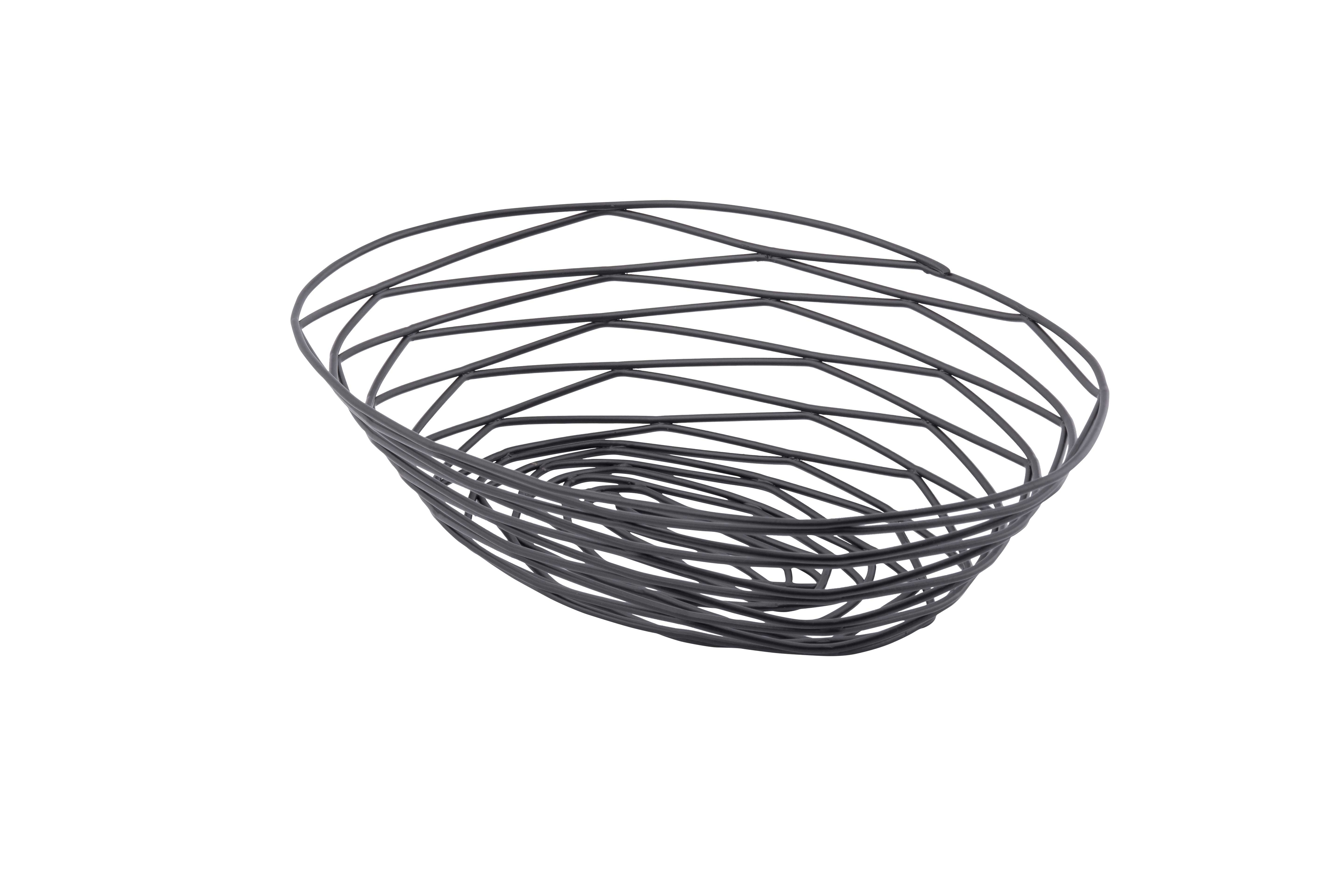Tablecraft Artisan Collection Black Powder Coated Steel Oval Basket, 9.25 x 6.25 x 2.25 inch