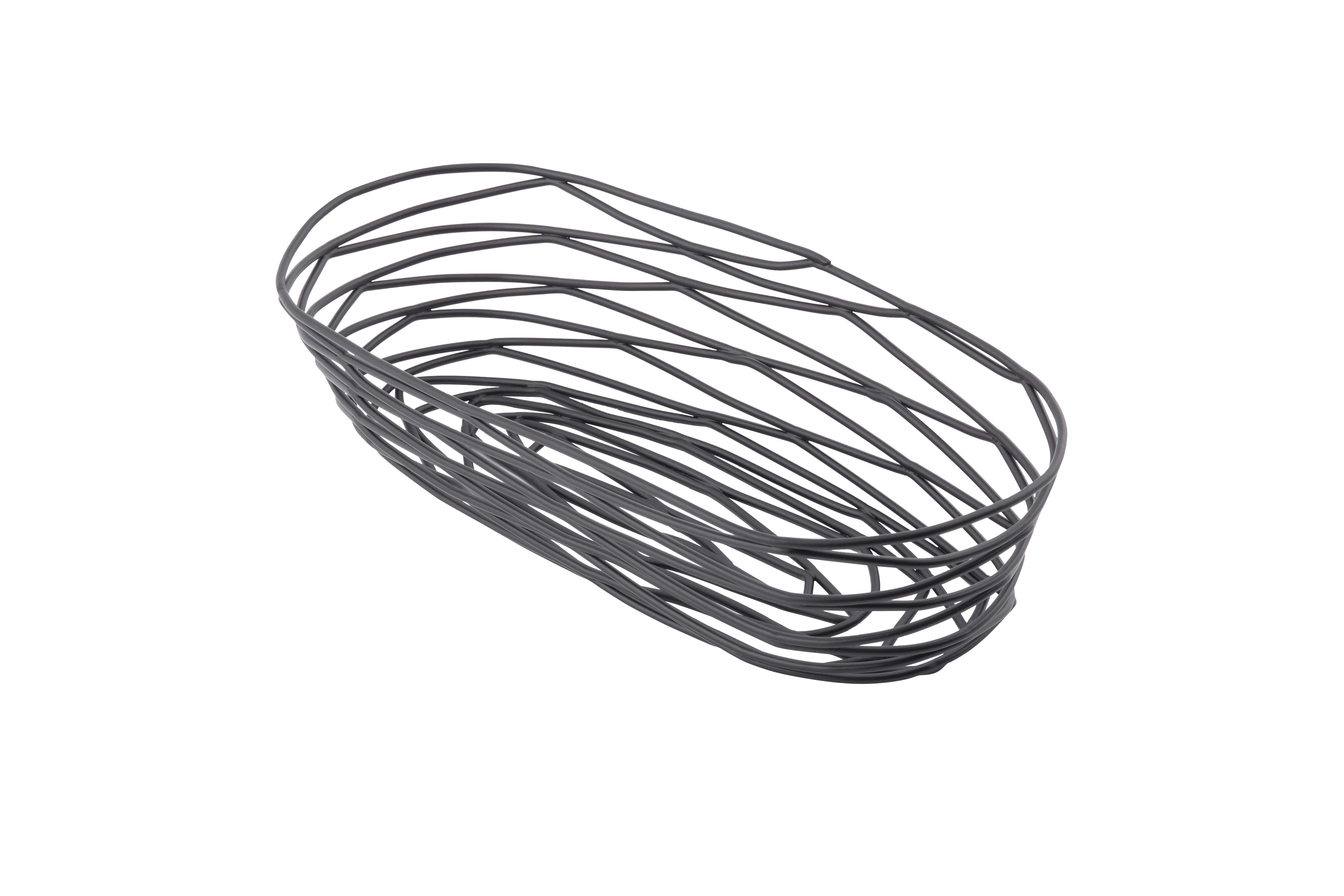 Tablecraft Artisan Collection Black Powder Coated Steel Oblong Serving Basket, 8.875 x 4 x 2 inch