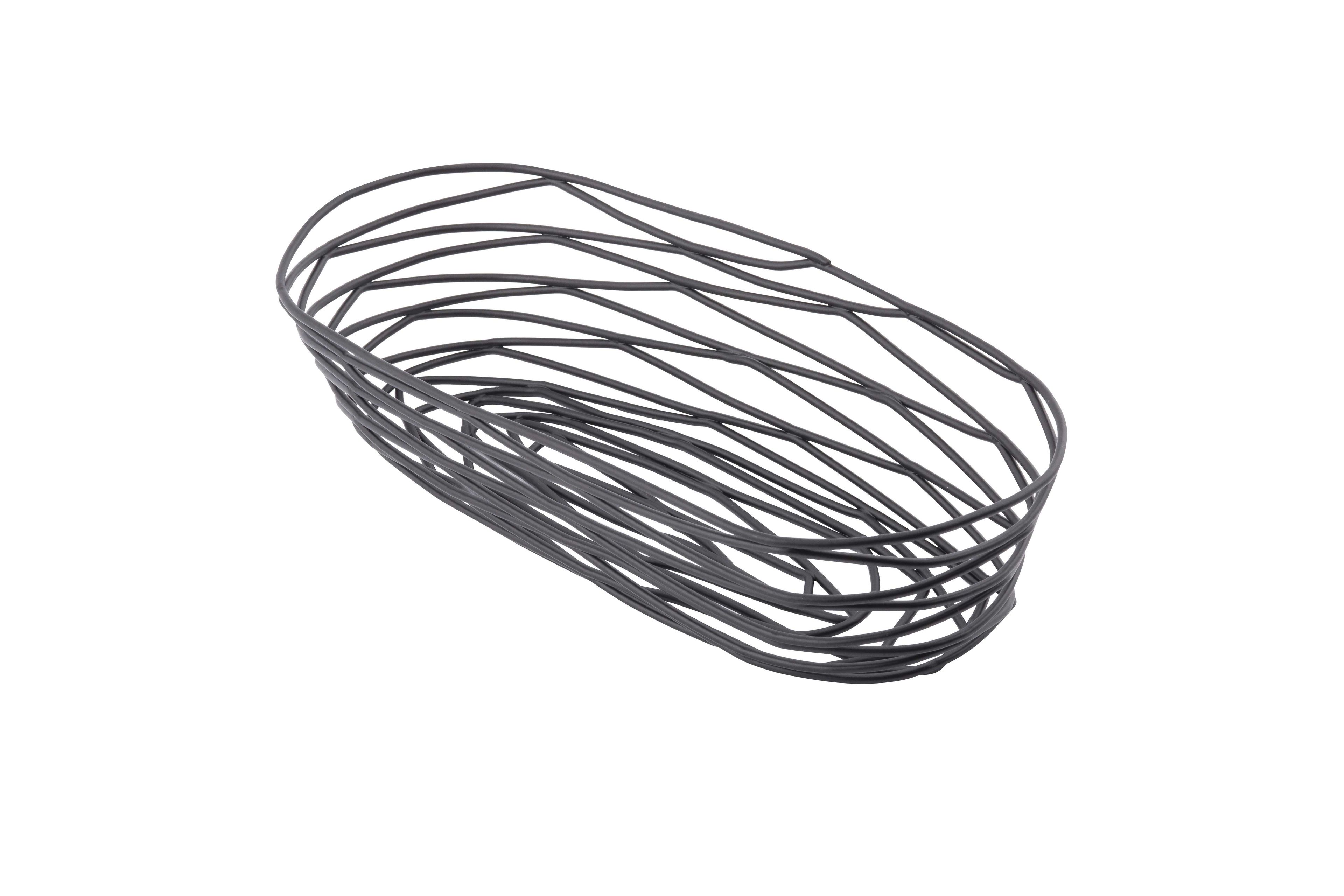 Tablecraft Artisan Collection Black Powder Coated Steel Oblong Serving Basket, 8.875 X 4 X 2 Inch