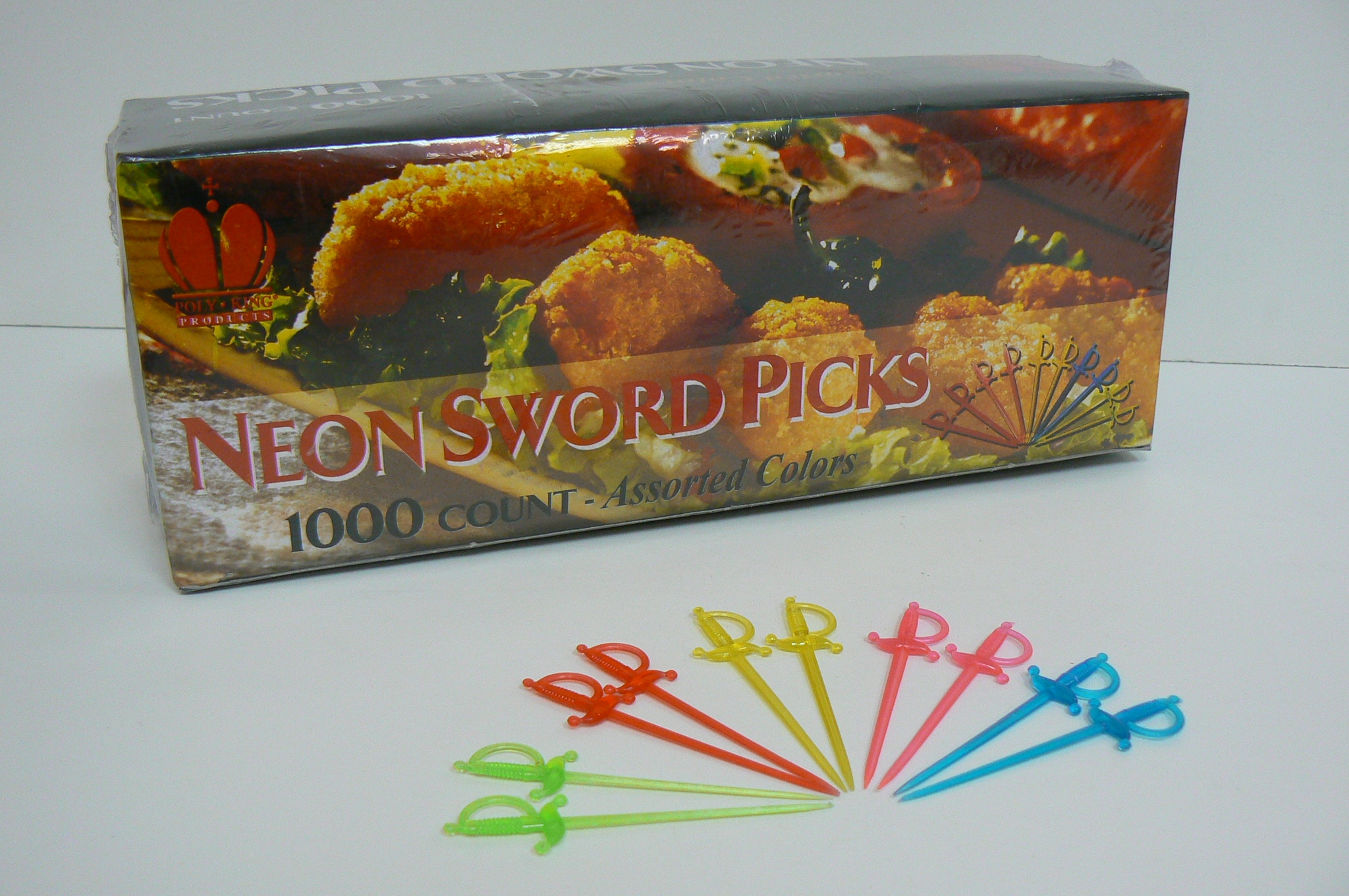 Neon Sword Picks, Assorted Color, 10 Case --- 1000 Count