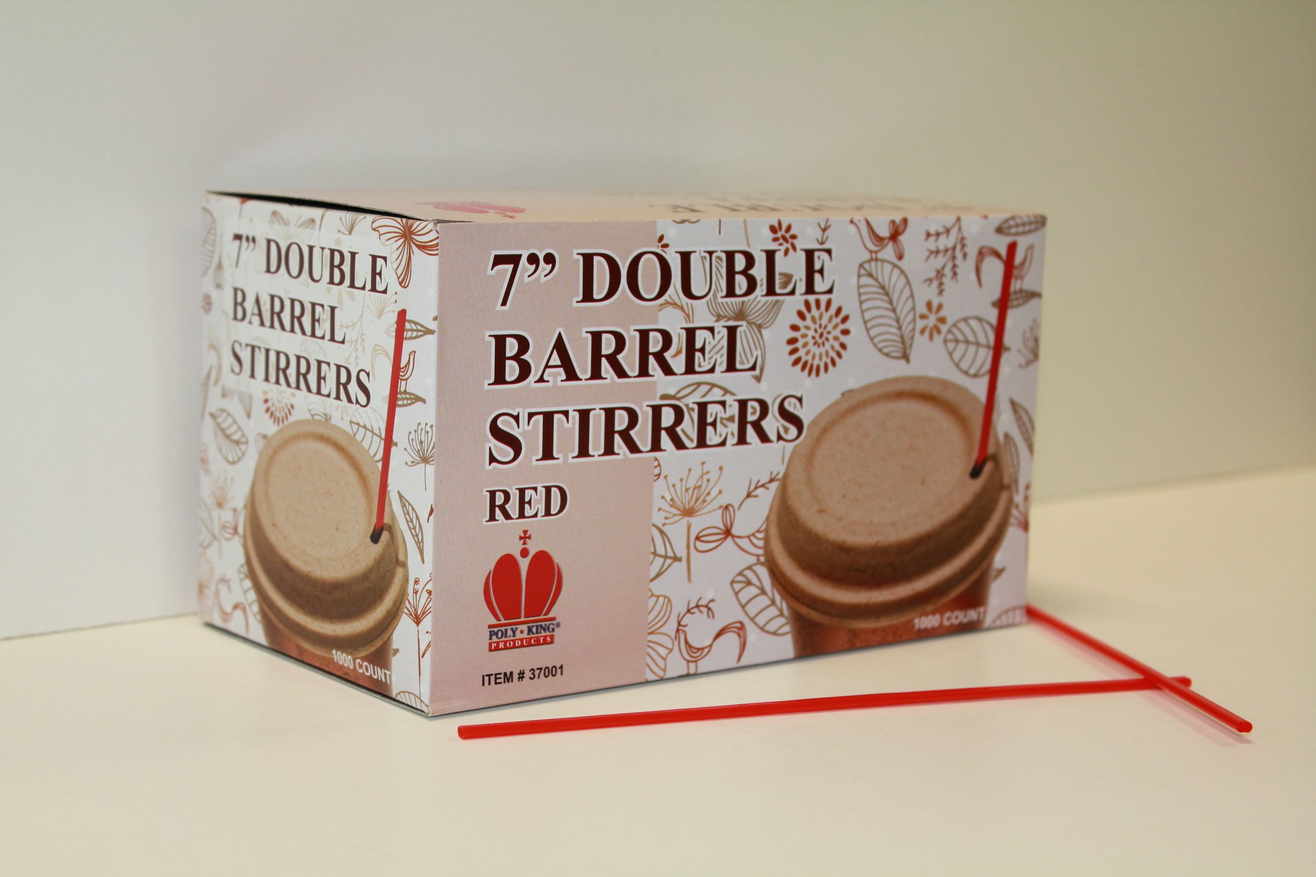 Goldmax Red Unwrapped Double Barrel Stirrer, 7 Inch -- 10000 Per Case