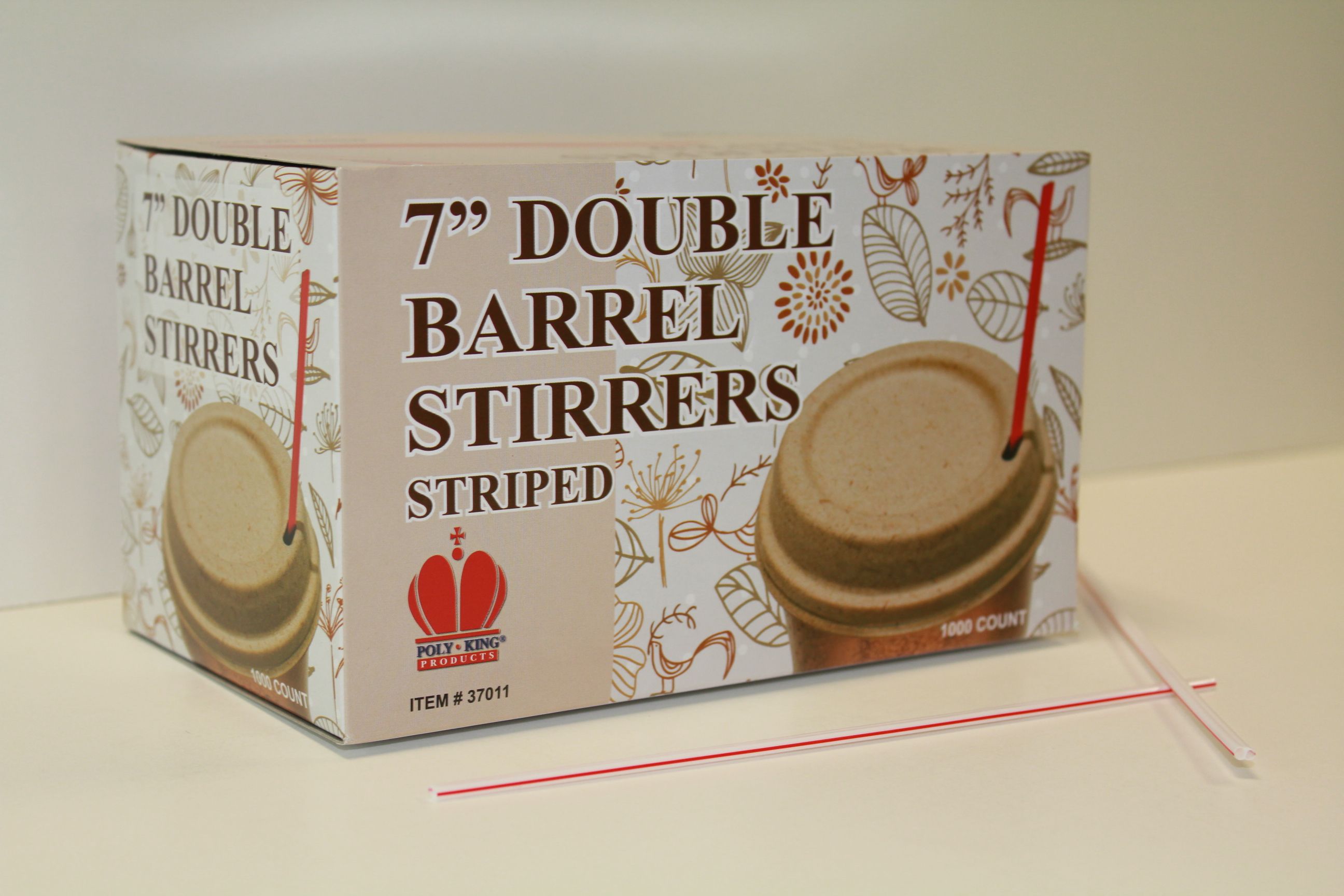 Goldmax Red Striped Unwrapped Double Barrel Stirrer, 7 Inch -- 10000 Per Case
