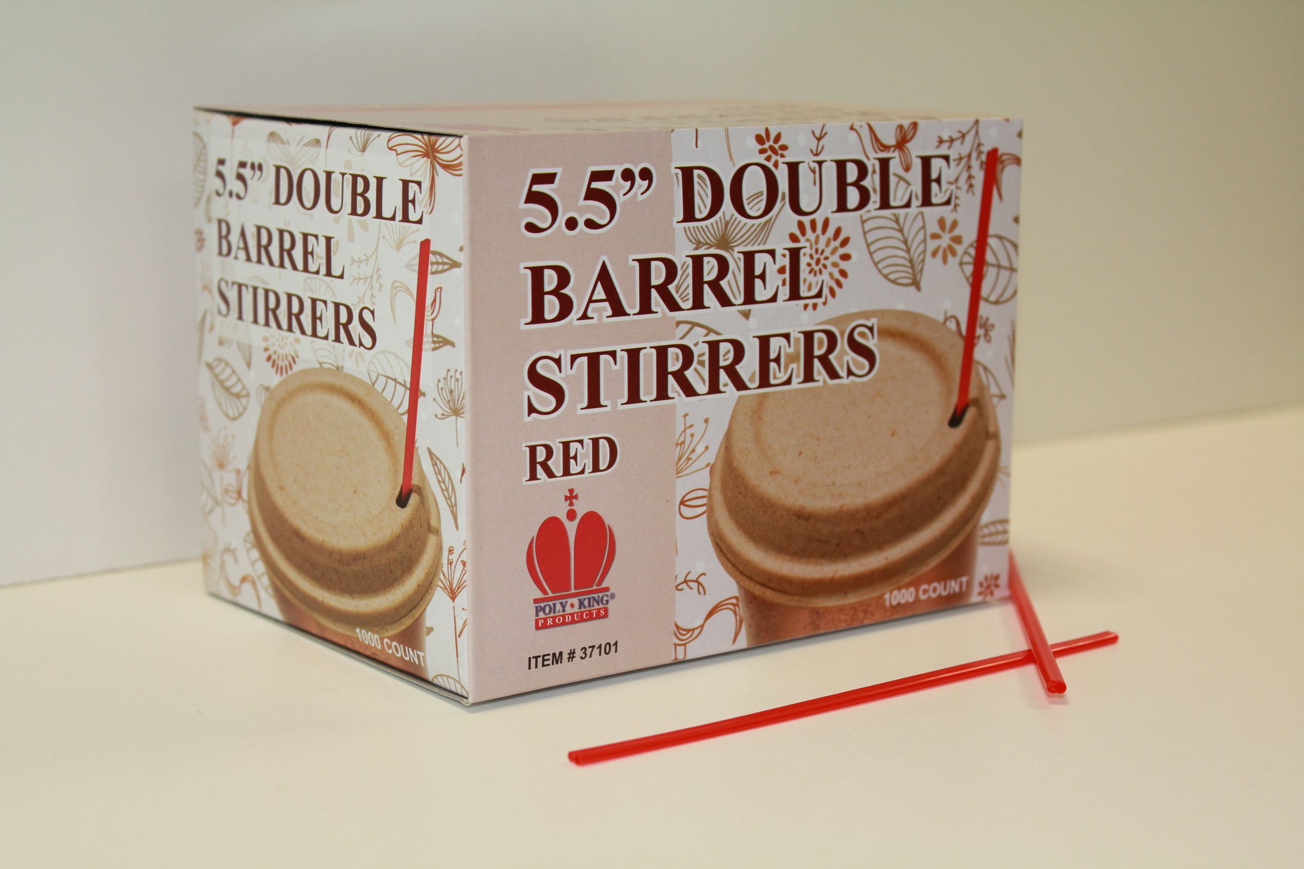 Goldmax Red Unwrapped Double Barrel Stirrer, 5.5 Inch -- 10000 Per Case