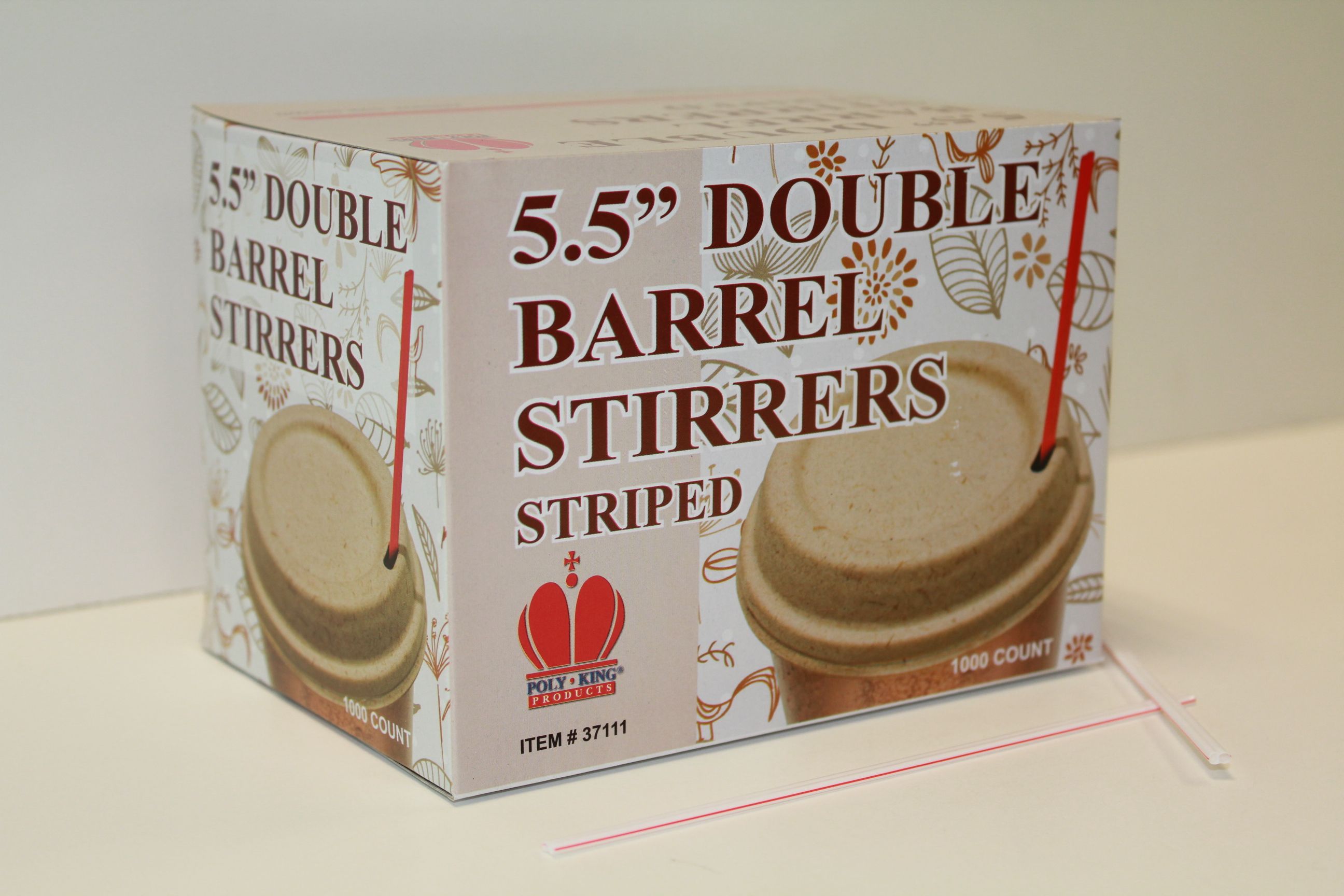 Goldmax Red Striped Unwrapped Double Barrel Stirrer, 5.5 Inch -- 10000 Per Case