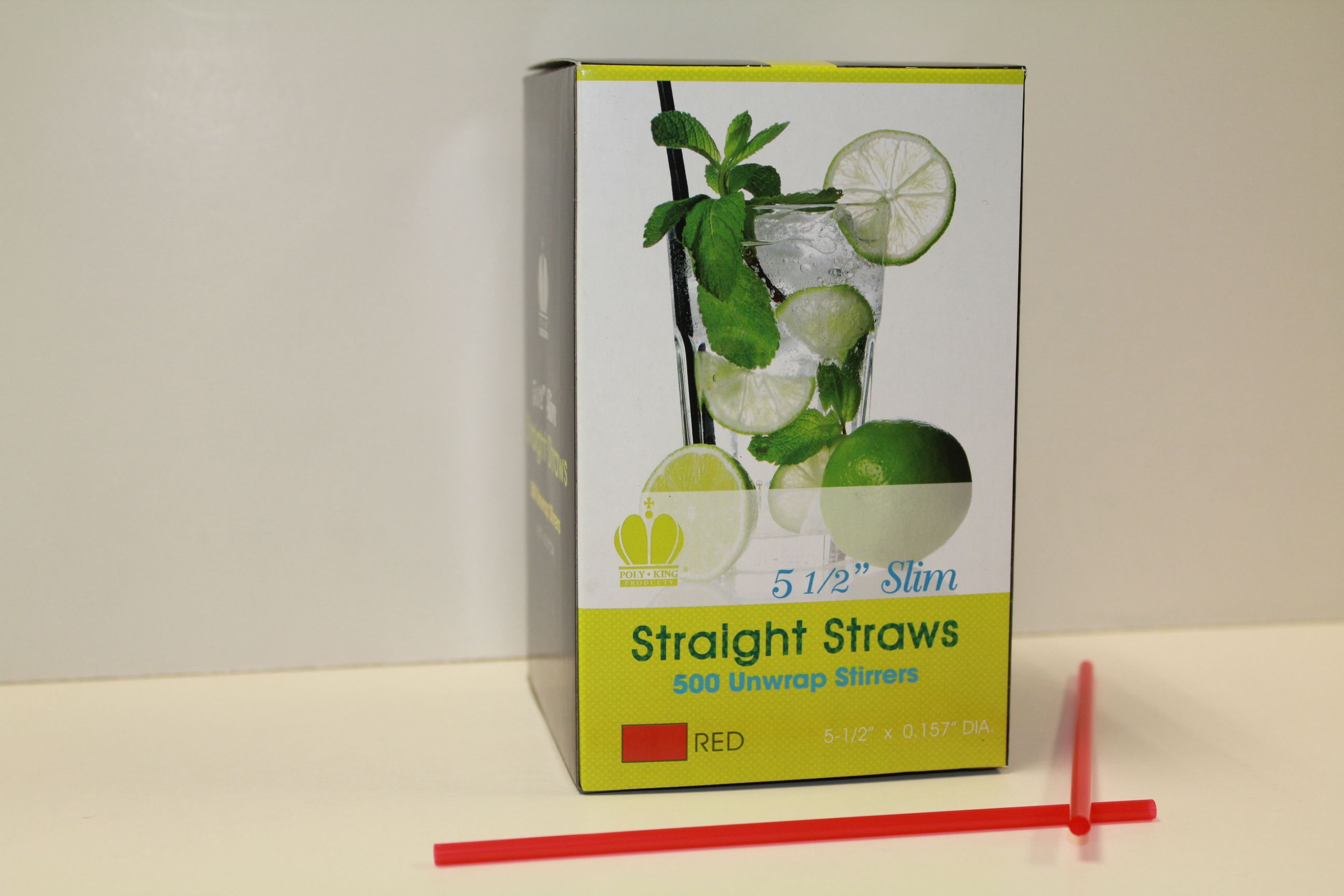 Goldmax Red Unwrapped Slim Stirrer Straight Straw, 5.5 Inch -- 5000 Per Case