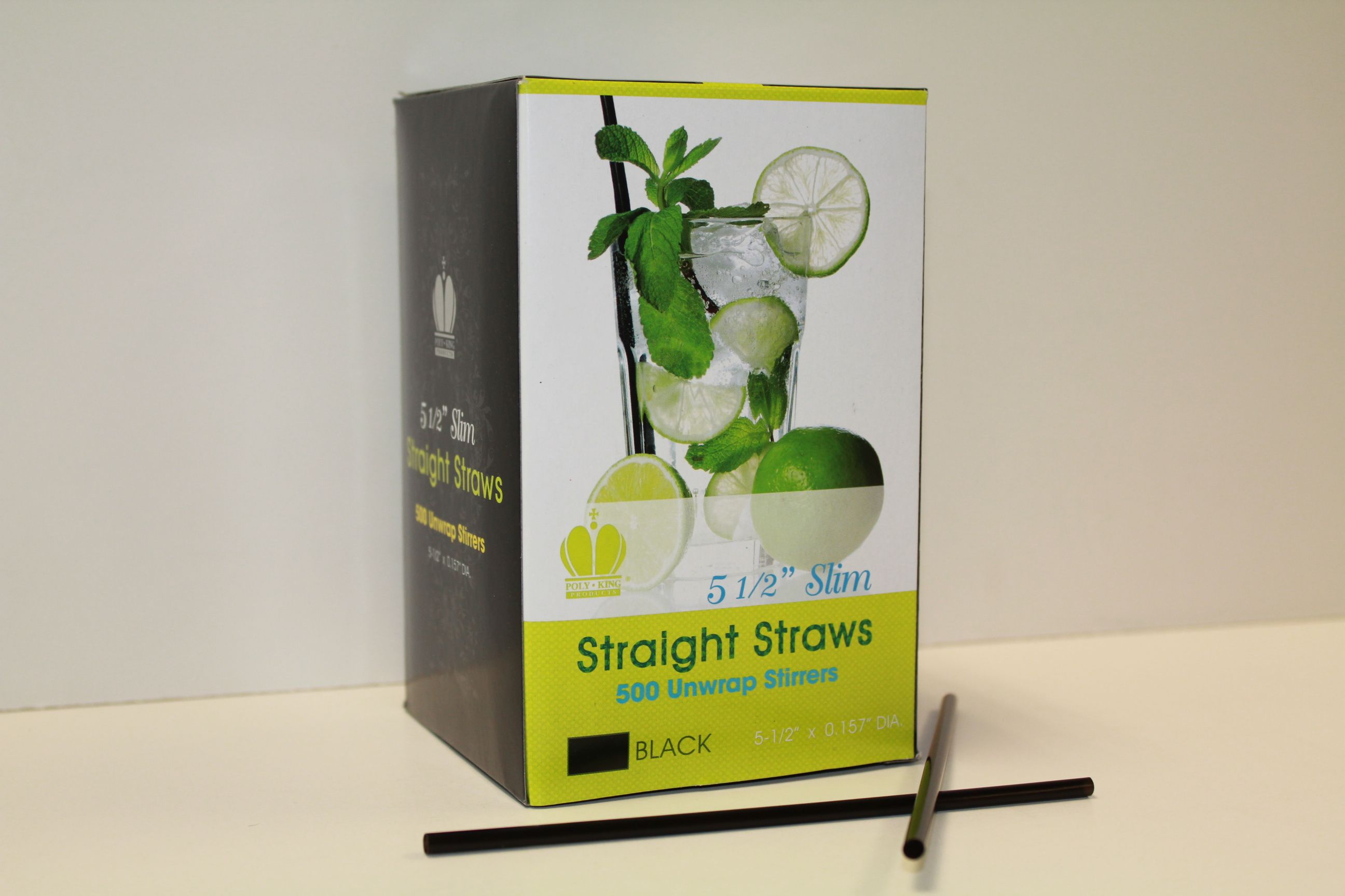 Goldmax Black Unwrapped Slim Stirrer Straight Straw, 5.5 Inch -- 5000 Per Case