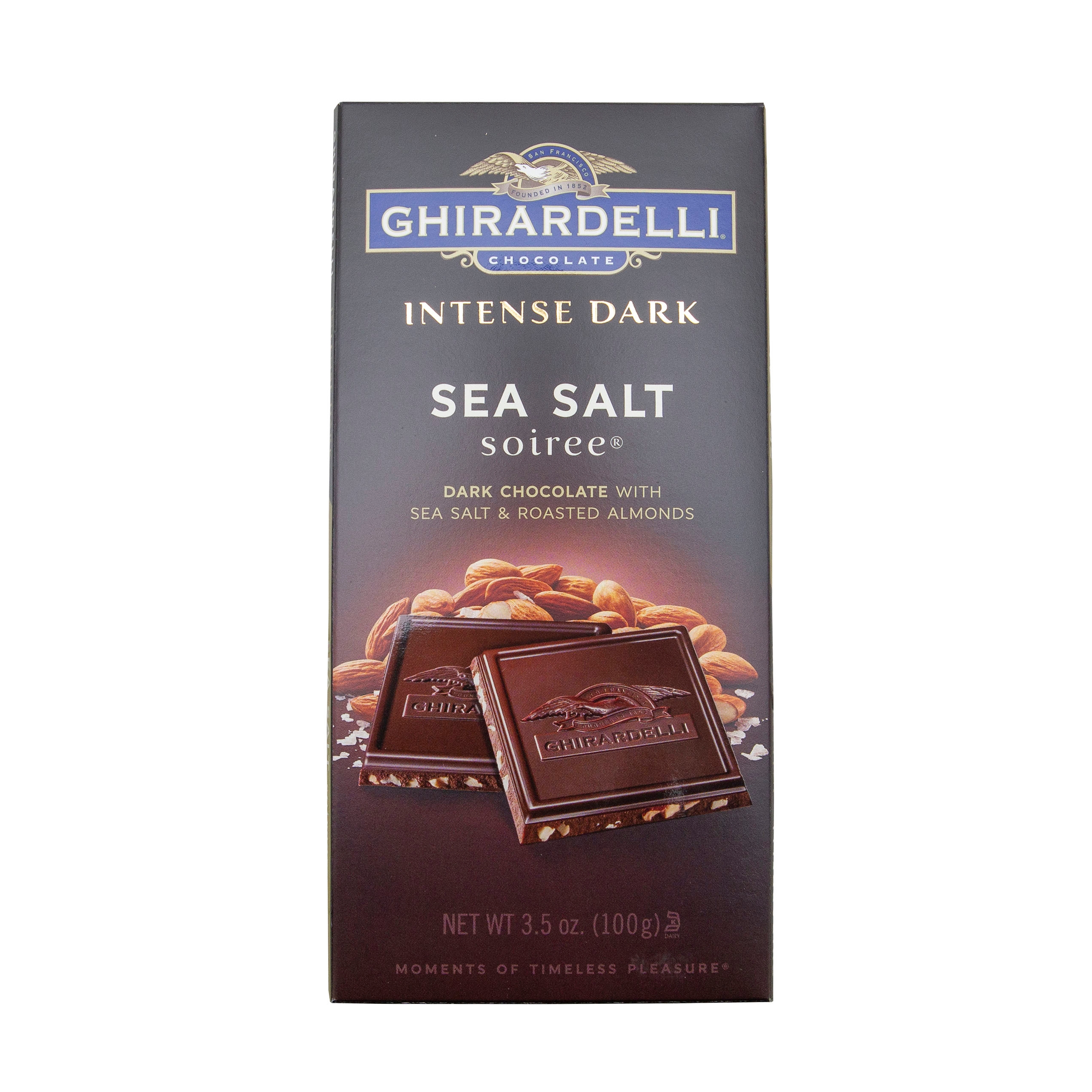 Ghirardelli Intense Dark Sea Salt Soiree Chocolate Bar, 3.5 Ounce -- 12 per case.