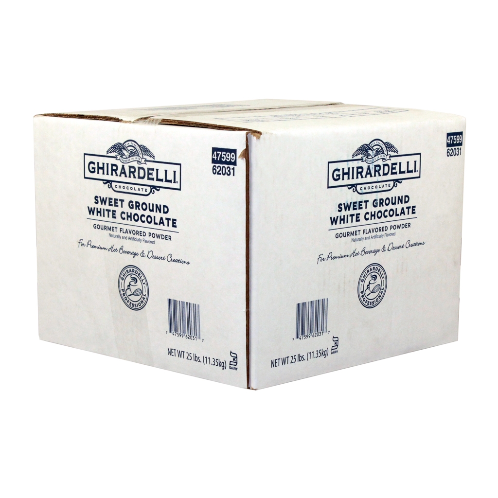 Ghirardelli Sweet Ground White Chocolate Flavor Powder - 25 lb. box, 1 per case