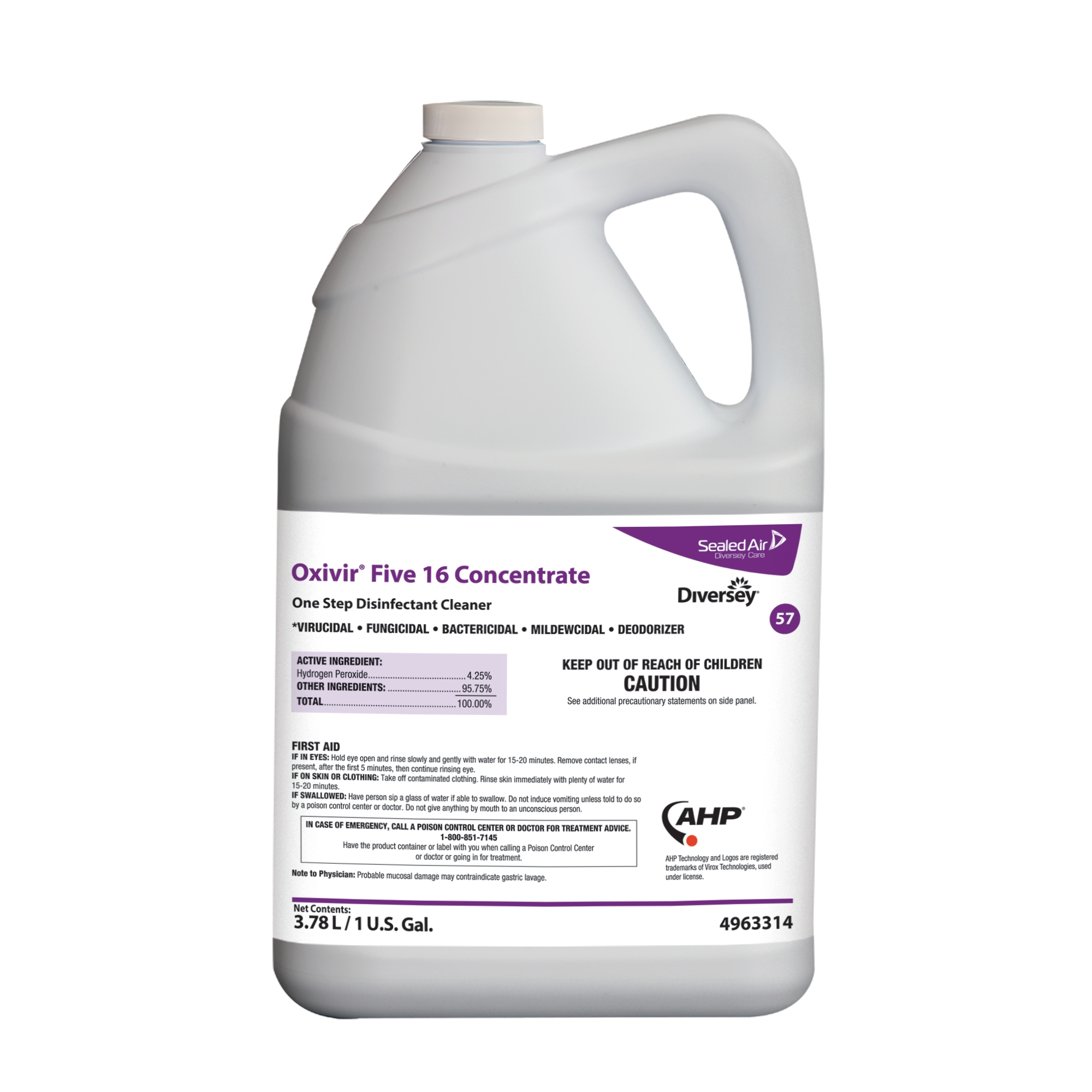 Oxivir Five 16 Concentrate One Step Disinfectant Cleaner, 1 Gallon -- 4 per case.
