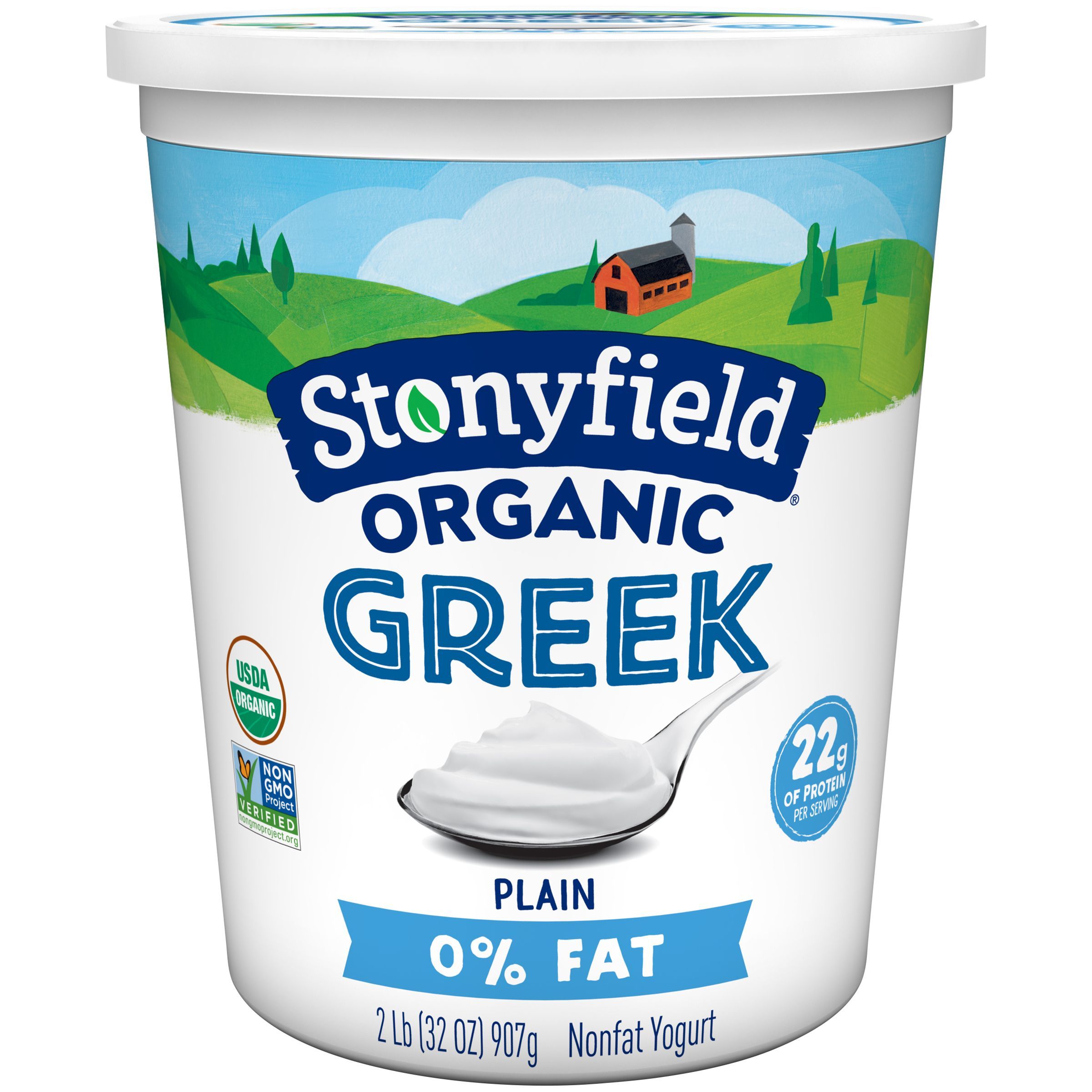 Stonyfield Farm Organic Greek Nonfat Smooth And Creamy Plain Yogurt, 32 Ounce -- 6 Per Case
