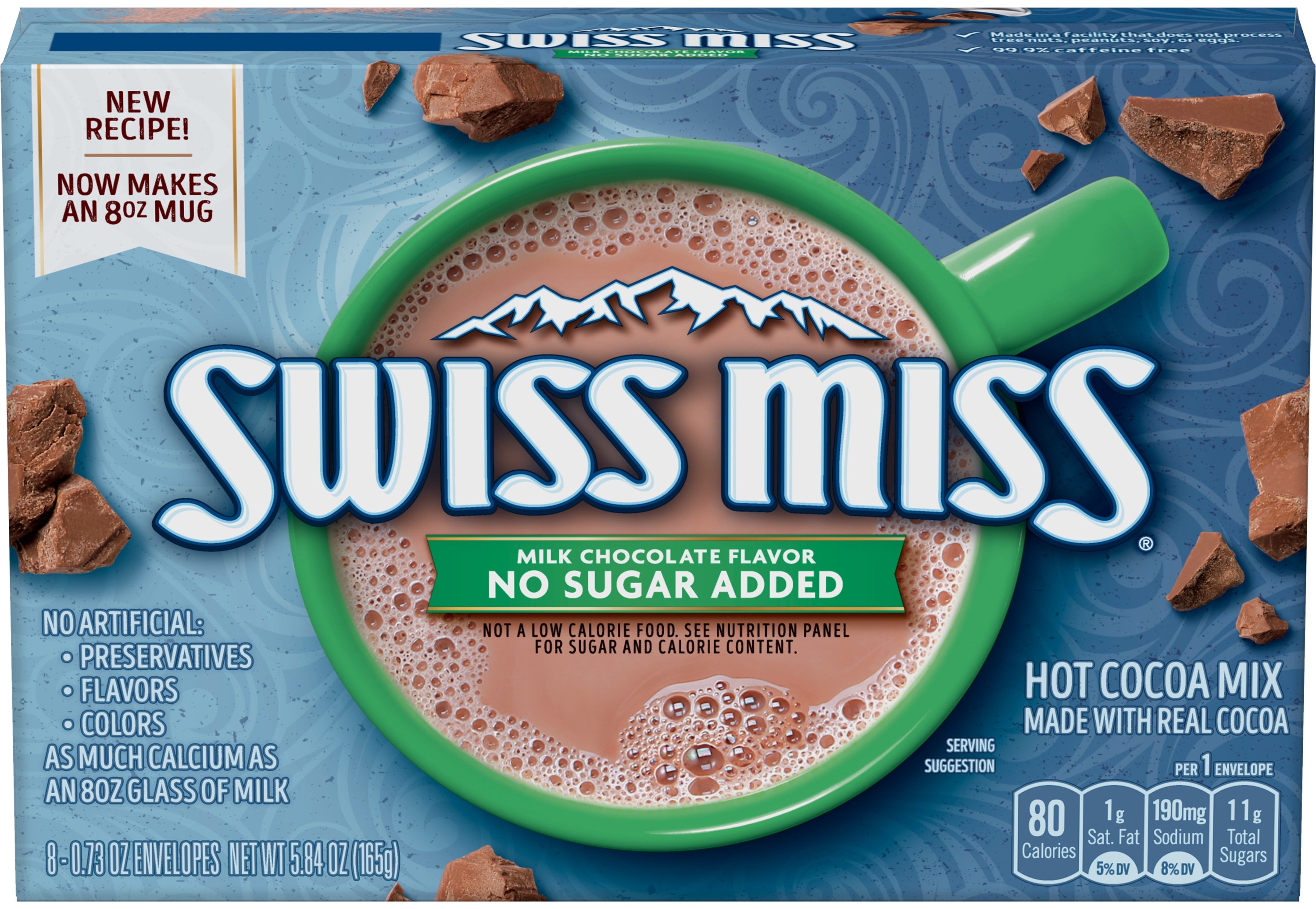 Swiss Miss No Sugar Added Milk Chocolate Hot Cocoa Mix Envelope, 5.84 Ounce -- 12 Per Case