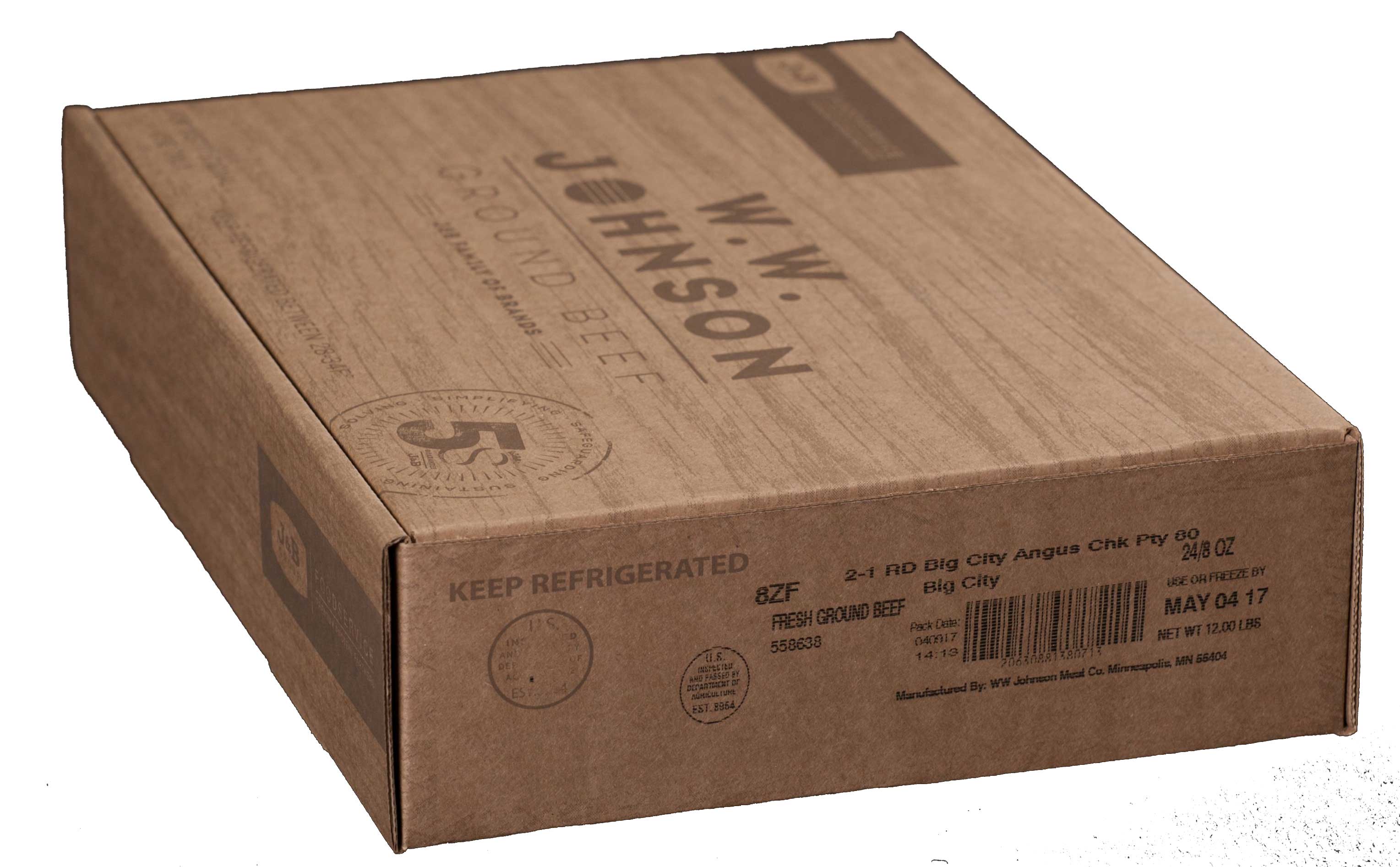 Big City Ground Angus Beef Chuck Round, 8 Ounce -- 24 per case.