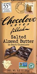 Chocolove Salted Almond Butter Dark Chocolate Bar, 3.2 Ounce -- 120 per case