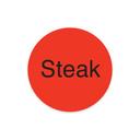 Daymark Radiant DuraMark Fl Red Steak Deli Label, 1 inch Circle - 1000 per roll -- 12 rolls per case.
