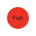 Daymark Radiant DuraMark Fl Red Fish Deli Label, 1 inch Circle - 1000 per roll -- 12 rolls per case.