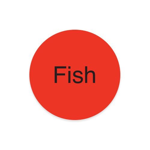 Daymark Radiant Duramark Fl Red Fish Deli Label, 1 Inch Circle, 1000 Per Roll -- 12 Per Case