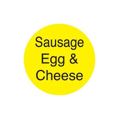 Daymark Duramark Yellow Sausage Egg And Cheese Deli Label, 1 Inch Circle, 1000 Per Roll -- 12 Per Case