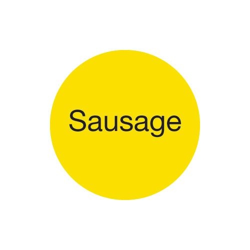 Duramark 1 inch Sausage Yellow Label, 1000 count per roll -- 12 rolls per case.