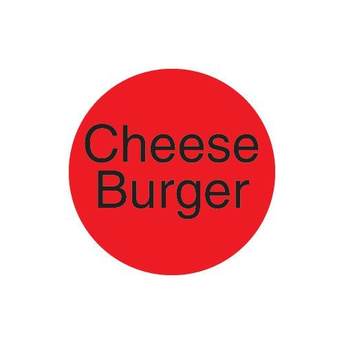 Daymark Duramark Red Cheeseburger 1 Inch Round Deli Label -- 12 Per Case