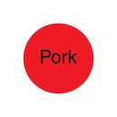 Daymark Radiant DuraMark Fl Red Pork Deli Label, 1 inch Circle - 1000 per roll -- 12 rolls per case.