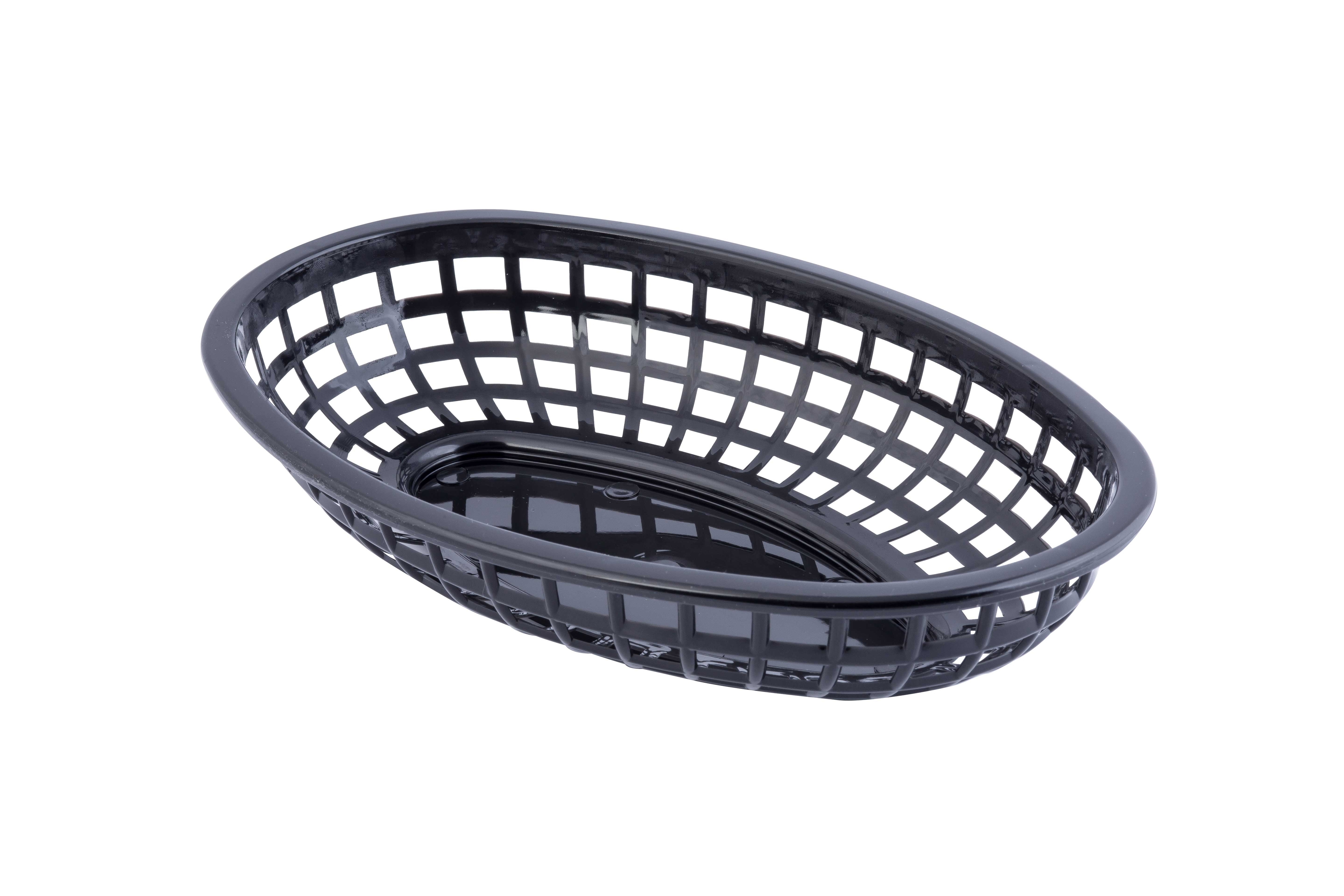 Tablecraft Black Plastic Classic Oval Basket, 9.375 x 6.25 x 1.875 inch -- 36 per case