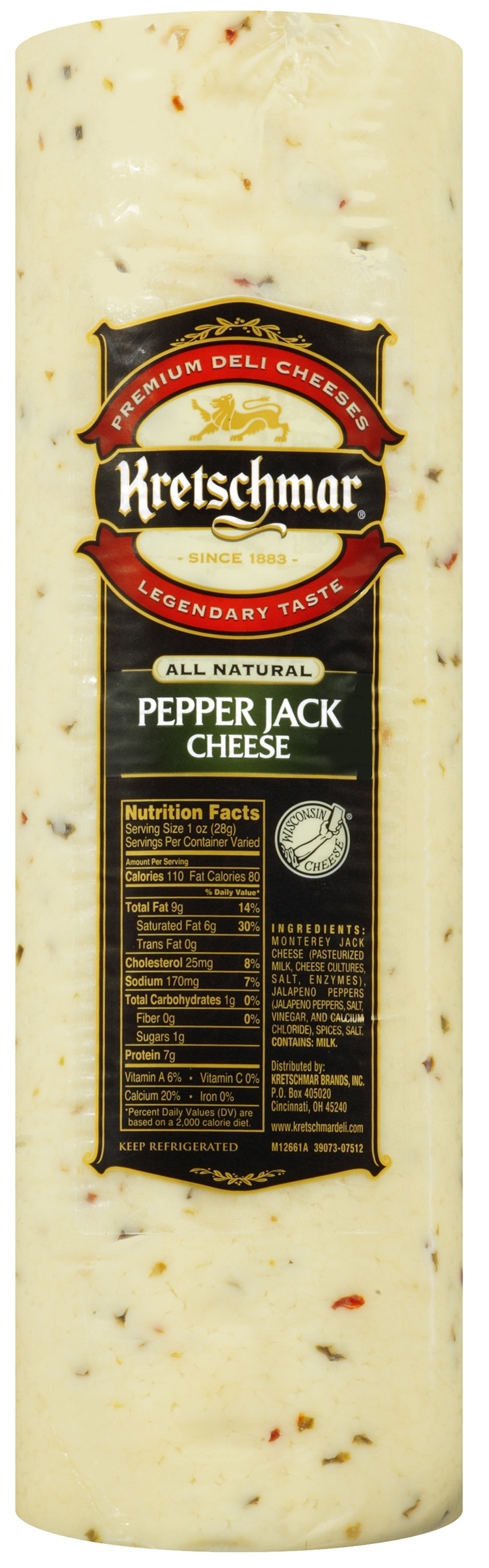 Kretchmar Pepperjack Cheese, 6 Pound -- 2 per case.
