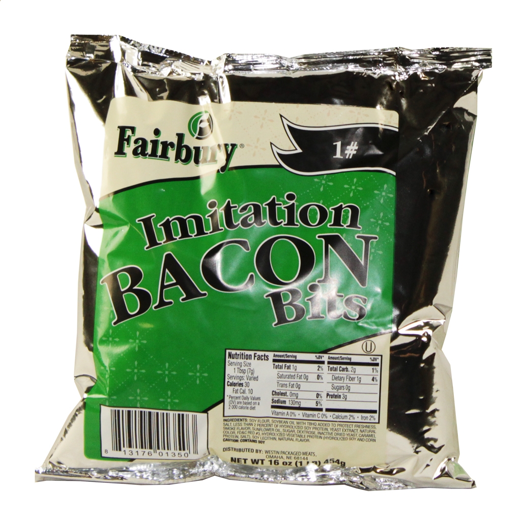 Feaster Foods Imitation Bit Bacon, 16 Ounce -- 12 per case.
