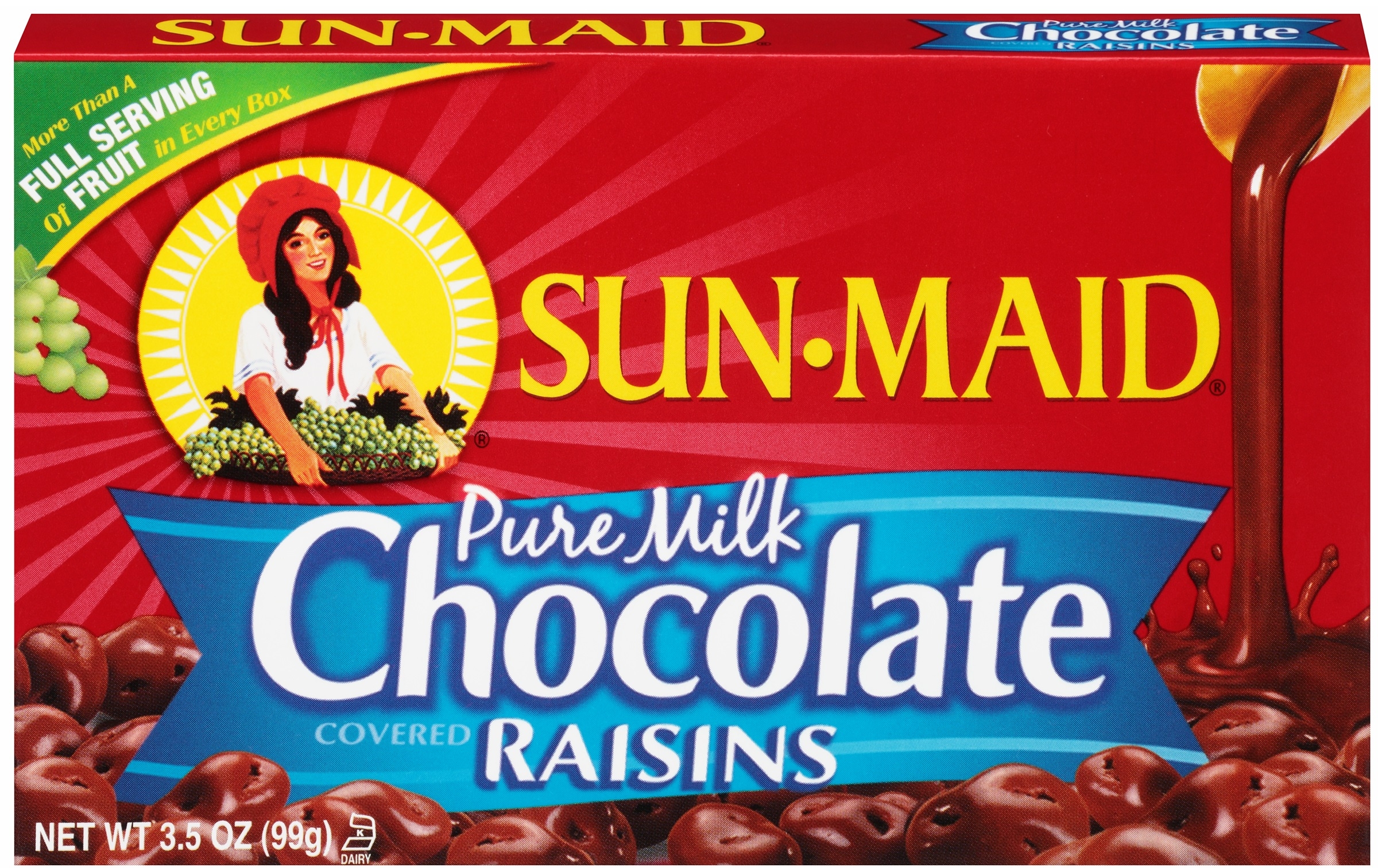 Sunmaid Milk Chocolate Covered Raisin, 3.5 Ounce -- 12 per case.