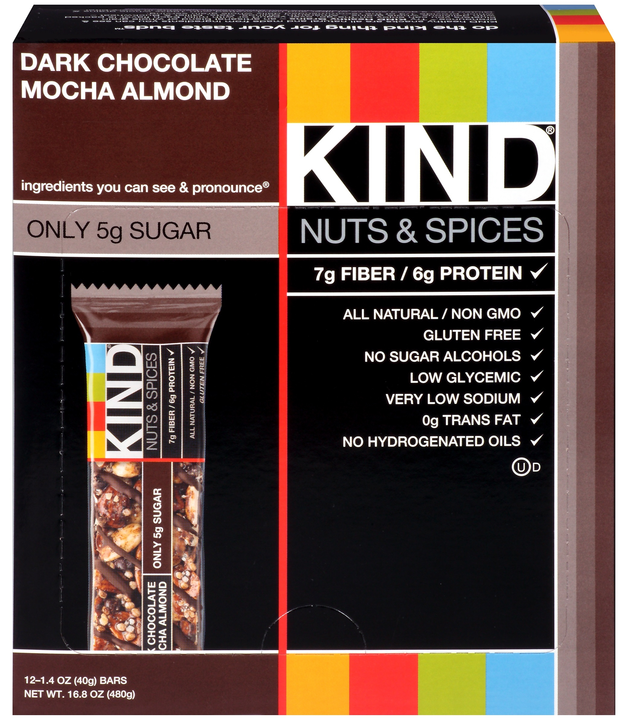Kind Dark Chocolate Mocha Almond Snack Bar, 1.4 Ounce -- 72 per case.