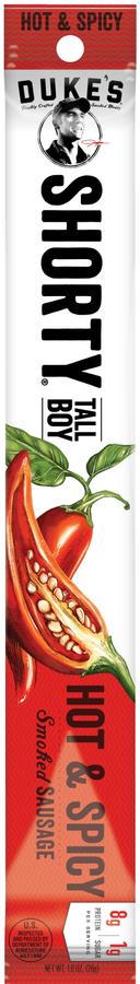 Dukes Hot and Spicy Smoked Shorty Sausage, 1 Ouncee -- 96 per case.