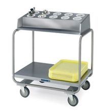Lakeside Stainless Steel Tubular Tray and Flatware/Silver Condiment Cart, 130 Tray Capacity.