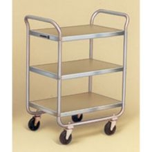 Lakeside Stainless Steel Medium Duty Traditional Series 3 Shelf Tubular Frame Assembled Utility Cart, 18 x 27 inch Shelf.