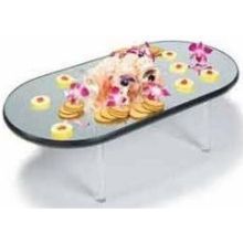 Lakeside Geneva Stacking Tired Oval Display Mirror Tray, 16 X 32 Inch