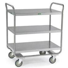 Lakeside Traditional Series Stainless Steel Medium Duty 3 Shelf Tubular Frame Assembled Utility Cart, 21 X 33 Inch Shelf