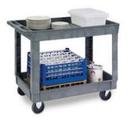 Lakeside Traditional Series KD Medium Duty Gray 2 Shelf Deep Well Plastic Utility Cart, 24 x 36 inch Shelf Size.