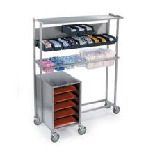 Lakeside Stainless Steel Standard Tray Starter Mobile Station, 23 3/4 x 52 x 63 inch.